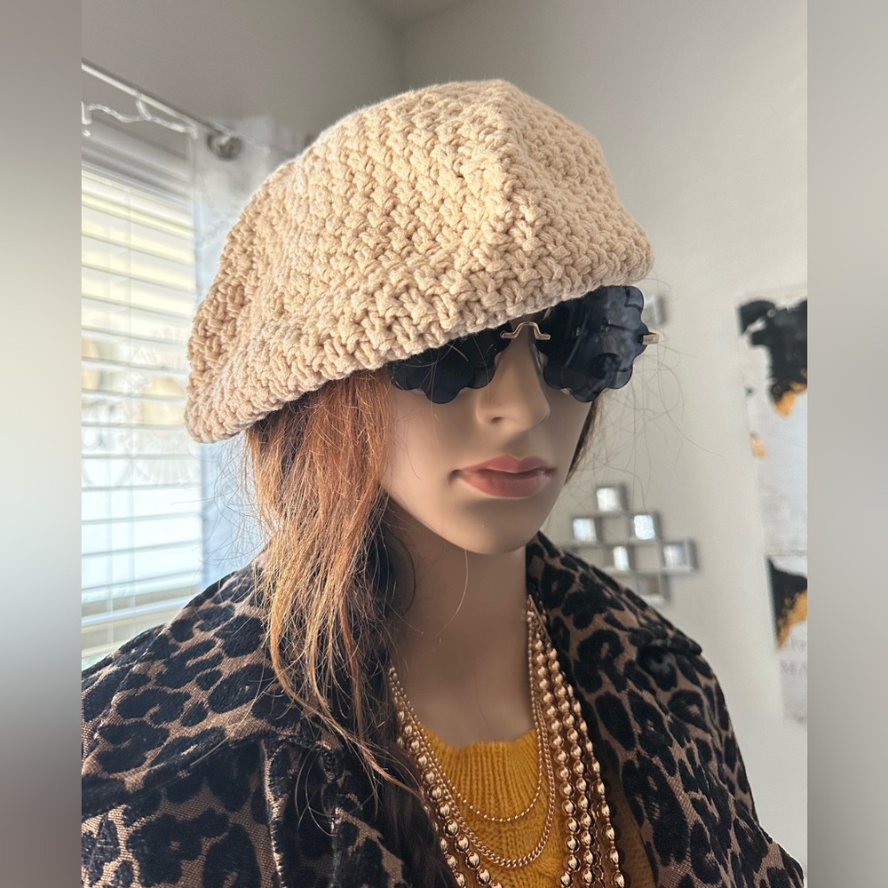 Women’s Soft Knitted Beige Tan Beanie Hat Tam